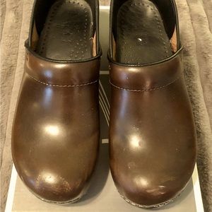 Dansko brown leather clogs